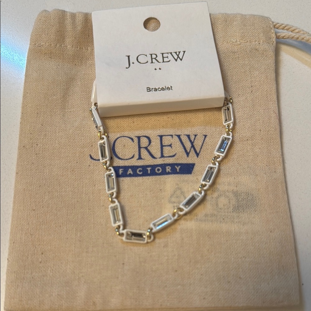 J. Crew Silver and White Minimalist Bracelet